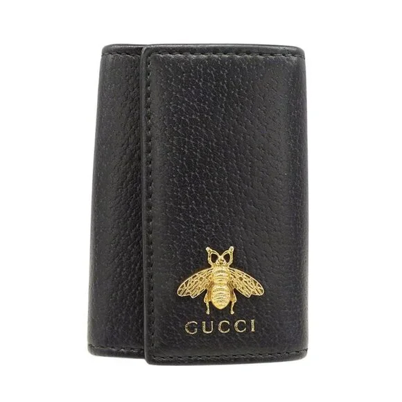 Gucci Key Case Animalier Leather Black 6 - Picture 1 of 11